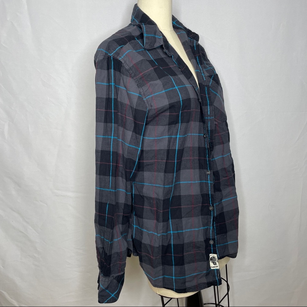 Tony Hawk brand grey and blue lightweight flannel